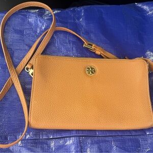 Tory Burch Camel Leather Crossbody Bag